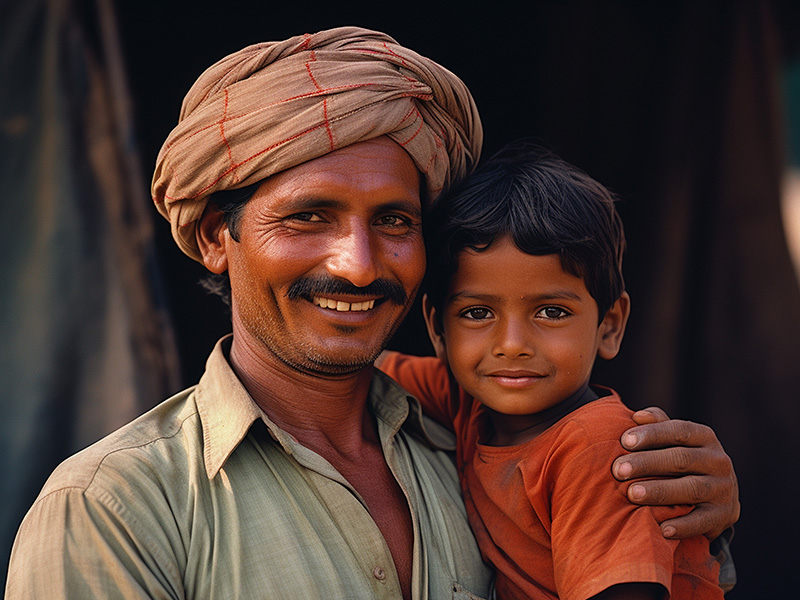 Farmer with his family